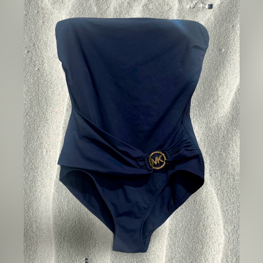 Michael Kors bandeau style one piece swimsuit.